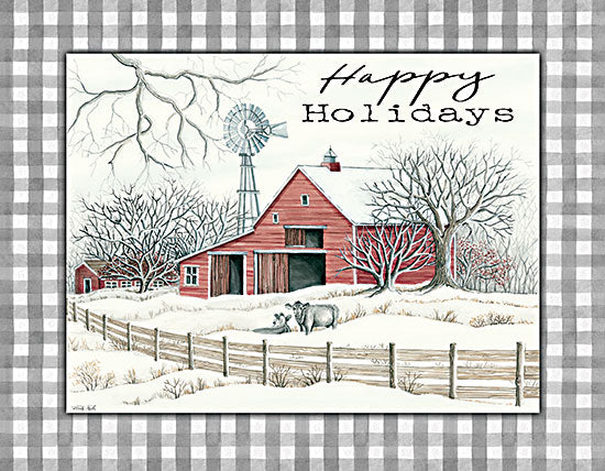 Cindy Jacobs CIN2714 - CIN2714 - Happy Holidays Farm - 16x12 Farm, Barn, Cows, Plaid, Winter, Holidays, Country, Signs from Penny Lane