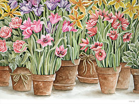 Cindy Jacobs CIN2886 - CIN2886 - Signs of Spring II - 16x12 Flowers, Tulips, Rainbow Colors, Clay Pots, Spring, Botanical from Penny Lane