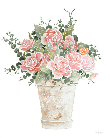 Cindy Jacobs CIN2965 - CIN2965 - Cotton Candy Roses I - 12x16 Flowers, Roses, Pink Roses, Greenery, Clay Pot, Bouquet, Spring, Spring Flowers, French Country from Penny Lane