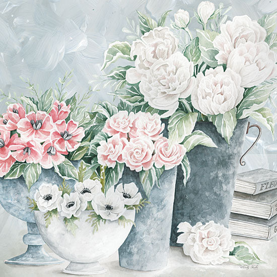 Cindy Jacobs CIN3001 - CIN3001 - Plentiful Blooms II - 12x12 Flowers, Spring Flowers, Bouquet, Botanical, Galvanized Pots, Gardening Books, Still Life, Shabby Chic from Penny Lane