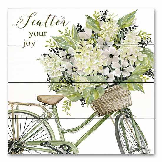 Cindy Jacobs CIN3029PAL - CIN3029PAL - Scatter Your Joy - 12x12 Scatter Your Joy, Bicycle, Bike, Flower Basket, Flowers, Spring, Springtime, Typography, Signs from Penny Lane