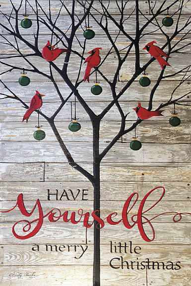 Cindy Jacobs CIN302 - Merry Little Christmas - Holiday, Cardinals, Tree, Ornaments, Wood Planks from Penny Lane Publishing