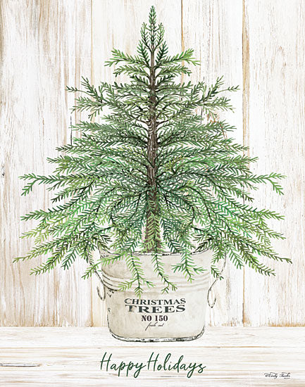 Cindy Jacobs CIN3058 - CIN3058 - Happy Holidays Tree - 12x16 Happy Holidays Tree, Christmas Tree, Christmas, Holidays, Galvanized Pail, Signs, Typography, Shabby Chic from Penny Lane