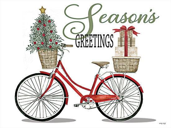 Cindy Jacobs CIN3063 - CIN3063 - Season's Greetings Bicycle - 16x12 Season's Greetings, Bicycle, Bike, Christmas Tree, Holidays, Christmas, Presents, Signs from Penny Lane