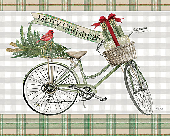 Cindy Jacobs CIN3068 - CIN3068 - Merry Christmas Bicycle III - 16x12 Merry Christmas Bicycle, Bicycle, Bike, Cardinal, Presents, Christmas Tree, Plaid, Whimsical, Christmas, Holidays, Signs from Penny Lane