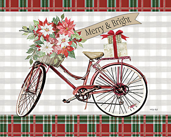 Cindy Jacobs CIN3069 - CIN3069 - Merry & Bright Bicycle - 16x12 Merry Christmas Bicycle, Bicycle, Bike, Poinsettias, Flowers, Presents,  Plaid, Whimsical, Christmas, Holidays, Signs from Penny Lane