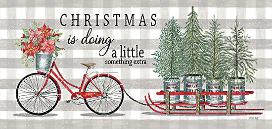Cindy Jacobs CIN3072 - CIN3072 - Christmas Is… - 18x9 Christmas, Holidays, Bicycle, Bike, Galvanized Pails, Poinsettias, Christmas Flowers, Christmas Trees, Potted Christmas Trees, Sled, Christmas is Doing a Little Something Extra, Typography, Signs, Plaid, Winter, Farmhouse/Country from Penny Lane