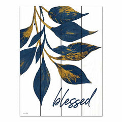 CIN3087PAL - Blessed Navy Gold Leaves - 12x16