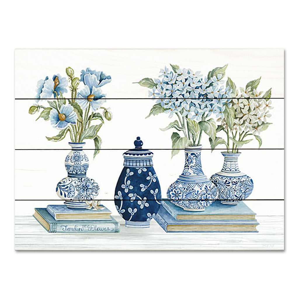 Cindy Jacobs CIN3098PAL - CIN3098PAL - Delft Blue Floral I - 16x12 Still Life, Blue & White Vases, Blue & White Flowers, Flowers, Books, French Country, Spring from Penny Lane