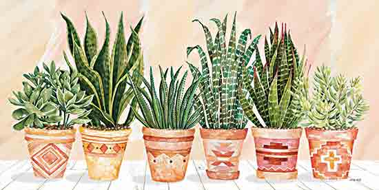 Cindy Jacobs CIN3150 - CIN3150 - Aztec Potted Plants in a Row - 18x9 Still Life, Potted Plants, Aztec, Cactus, Plants, Greenery, Southwestern from Penny Lane