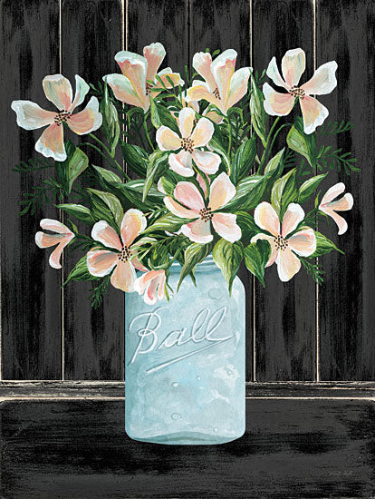Cindy Jacobs CIN3240 - CIN3240 - Farmhouse Flowers I - 12x16 Flowers, Pink Flowers, Jar, Ball Jar, Farmhouse/Country, Spring from Penny Lane