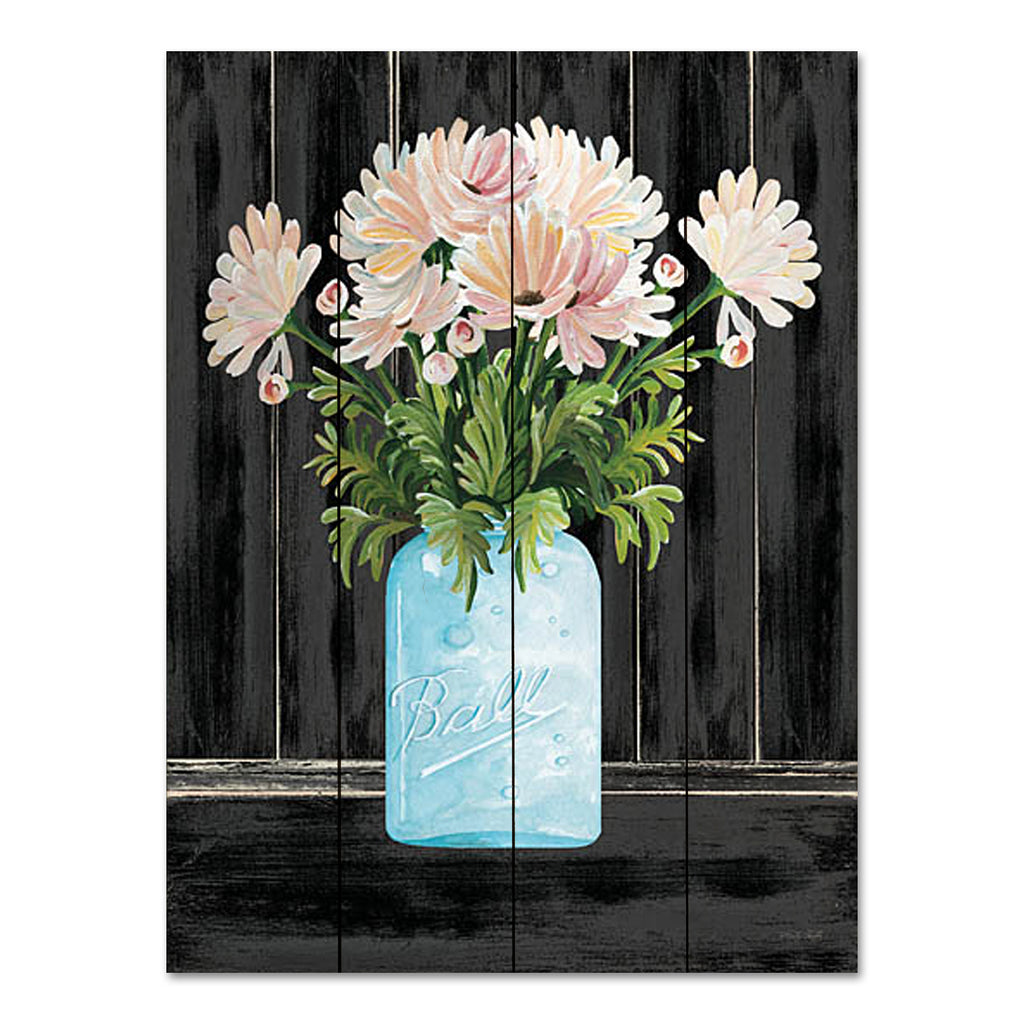 Cindy Jacobs CIN3241PAL - CIN3241PAL - Farmhouse Flowers II - 12x16 Flowers, Pink Flowers, Jar, Ball Jar, Farmhouse/Country, Spring from Penny Lane