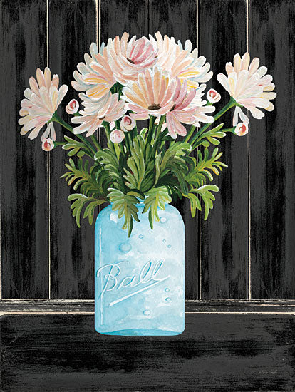 Cindy Jacobs CIN3241 - CIN3241 - Farmhouse Flowers II - 12x16 Flowers, Pink Flowers, Jar, Ball Jar, Farmhouse/Country, Spring from Penny Lane