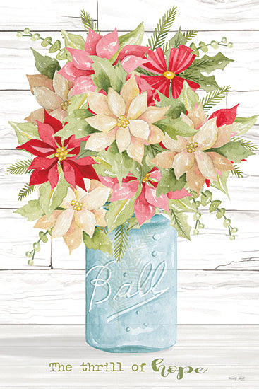Cindy Jacobs CIN3292 - CIN3292 - The Thrill of Hope Poinsettias - 12x18 The Thrill of Hope, Christmas, Holidays, Poinsettias, Flowers, Christmas Flowers, Ball Jar, Jar, Typography, Signs from Penny Lane