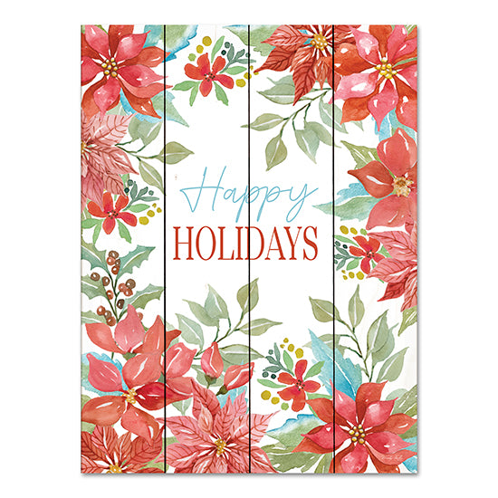 Cindy Jacobs CIN3294PAL - CIN3294PAL - Happy Holidays Poinsettias - 12x16 Happy Holidays, Christmas, Flowers, Poinsettias, Greenery, Typography, Signs from Penny Lane