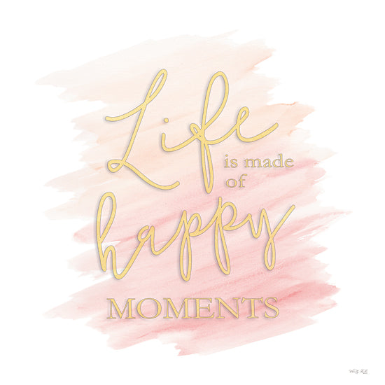 Cindy Jacobs CIN3344 - CIN3344 - Happy Moments - 12x12 Life is Made of Happy Moments, Gold, Pink, Tween, Typography, Signs from Penny Lane