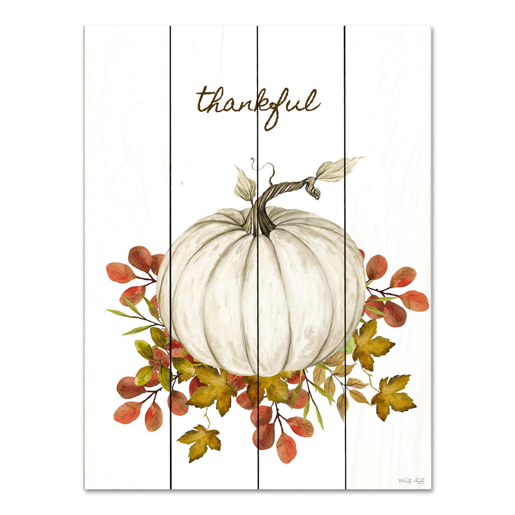Cindy Jacobs CIN3406PAL - CIN3406PAL - Thankful Pumpkin - 12x16 Thankful, Pumpkin, White Pumpkin, Fall, Autumn, Leaves, Typography, Signs from Penny Lane
