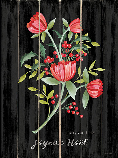 Cindy Jacobs CIN3446 - CIN3446 - Merry Christmas Floral - 12x16 Christmas, Holidays, Flowers, Christmas Flowers, Joyeux Noel, Typography, Signs, Red Flowers, Winter from Penny Lane