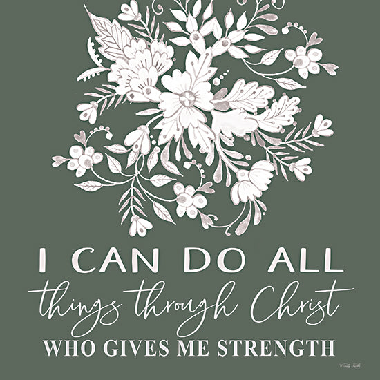 Cindy Jacobs CIN3454 - CIN3454 - I Can Do All Things - 12x12 I Can Do All Things Through Christ, Bible Verse, Philippians, Flowers, Green & White, Typography, Signs from Penny Lane