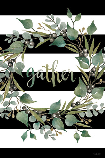 Cindy Jacobs CIN3485 - CIN3485 - Gather - 12x18 Gather, Wreath, Greenery, Berries, Typography, Signs, Black & White Plaid, Cottage/Country from Penny Lane
