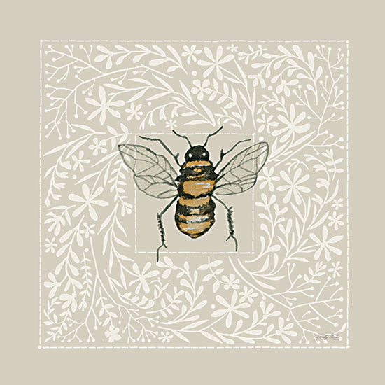 Cindy Jacobs CIN3492 - CIN3492 - Flower Bee II - 12x12 Bees, Flowers, Simplistic, Neutral Palette from Penny Lane
