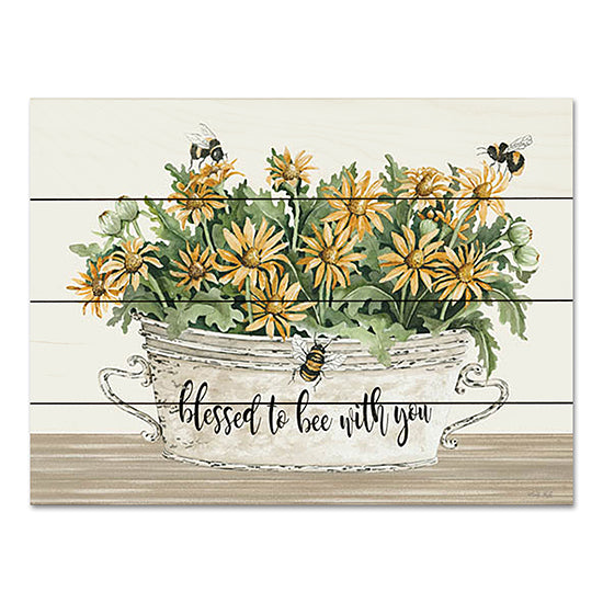 Cindy Jacobs CIN3499PAL - CIN3499PAL - Blessed to Be With You Flowers - 16x12 Blessed to Be With You, Galvanized Pail, Flowers, Bees, Still Life from Penny Lane