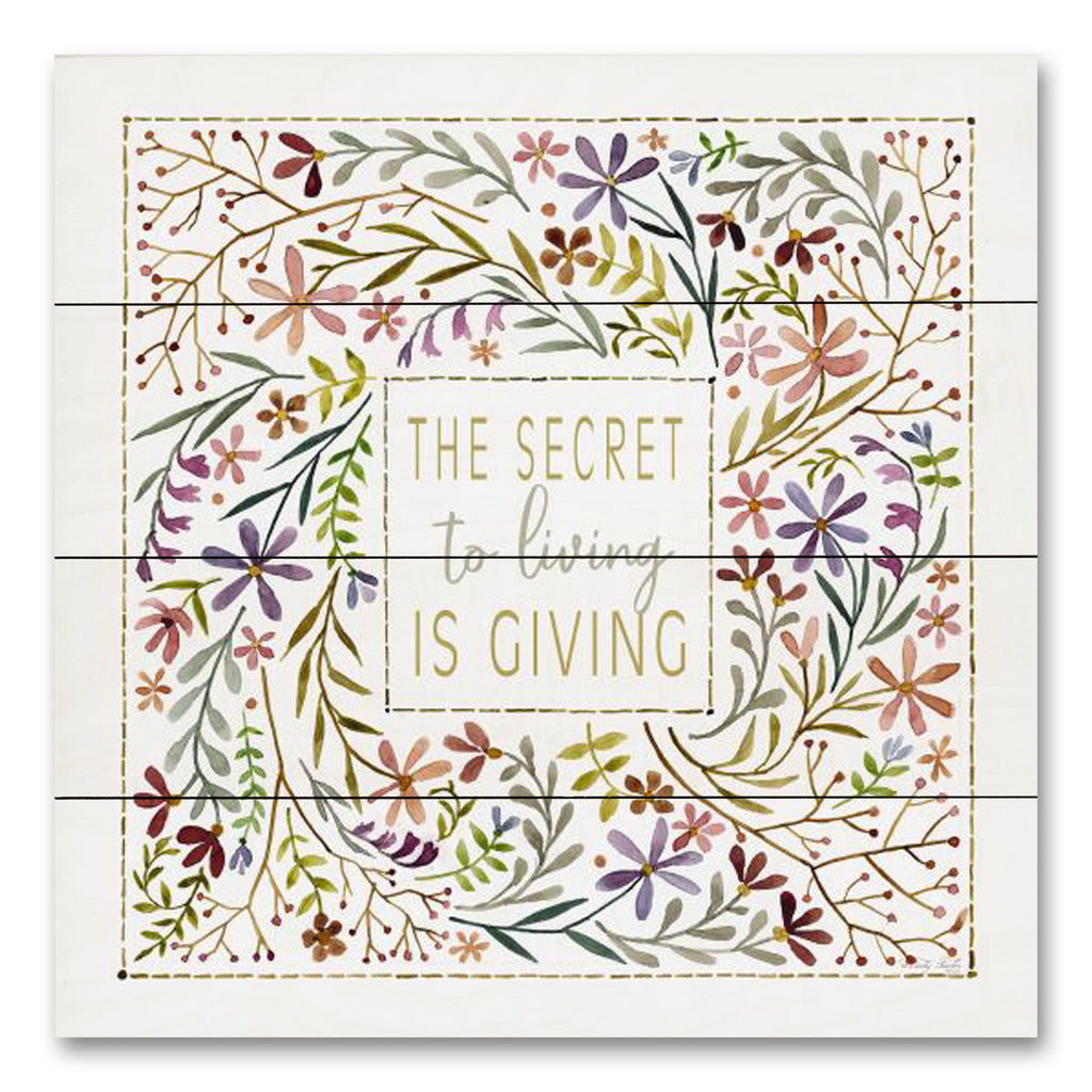 Cindy Jacobs CIN3501PAL - CIN3501PAL - The Secret to Living is Giving - 12x12 The Secret to Living is Giving, Flowers, Leaves, Greenery, Motivational, Folk Art, Signs, Typography from Penny Lane