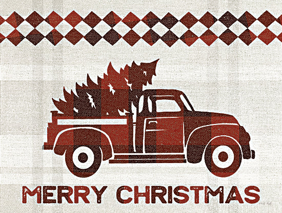 Cindy Jacobs CIN3549 - CIN3549 - Merry Christmas Truck    - 16x12 Christmas, Holidays, Truck, Red Truck, Christmas Tree, Red & White, Lodge, Plaid, Merry Christmas, Typography, Signs, Winter from Penny Lane