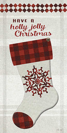 Cindy Jacobs CIN3551 - CIN3551 - Holly Jolly Christmas Stocking   - 9x18 Christmas, Holidays, Christmas Stocking, Snowflake, Red & White, Lodge, Plaid, Have a Holly Jolly Christmas, Typography, Signs, Winter from Penny Lane