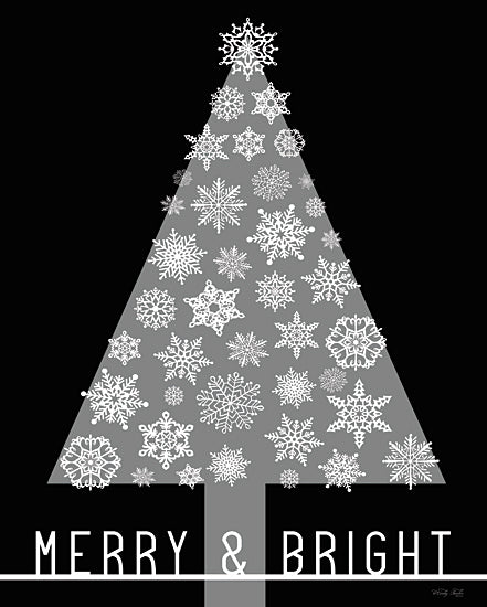 Cindy Jacobs CIN3554 - CIN3554 - Merry & Bright Christmas Tree    - 12x16 Christmas, Holidays, Christmas Tree, Winter, Snowflakes, Merry & Bright, Typography, Signs, Black & White from Penny Lane