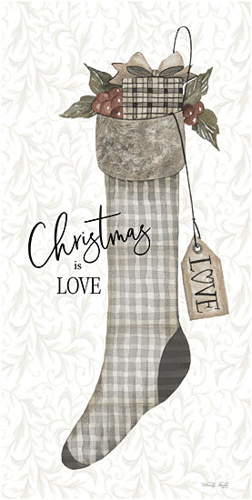 Cindy Jacobs CIN3586 - CIN3586 - Christmas is Love Stocking - 9x18 Christmas is Love, Christmas, Holidays, Stocking, Holly, Berries, Typography, Signs from Penny Lane