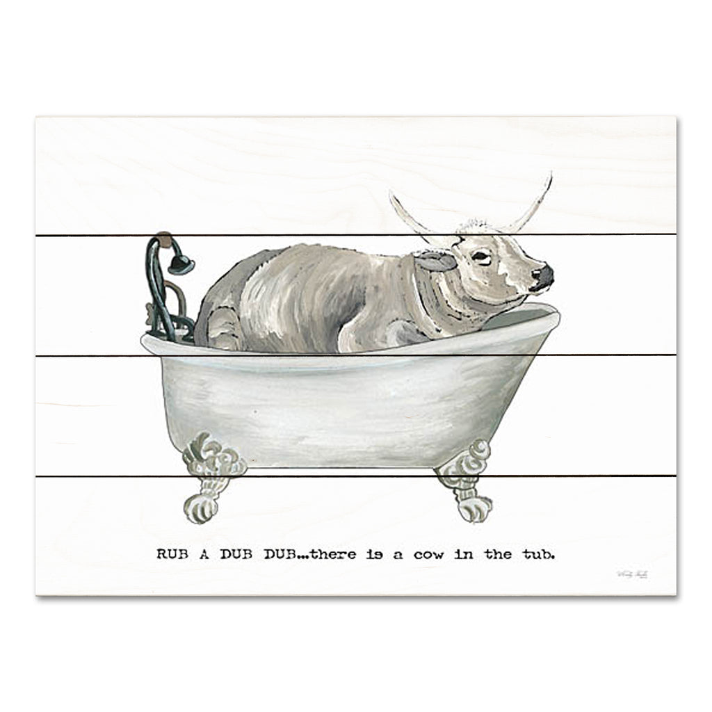 Cindy Jacobs CIN3592PAL - CIN3592PAL - Rub-a-Dub-Dub Cow - 16x12 Bath, Bathroom, Whimsical, Cow, Farmhouse/Country, Rub a Dub, Cow in the Tub, Typography, Signs from Penny Lane