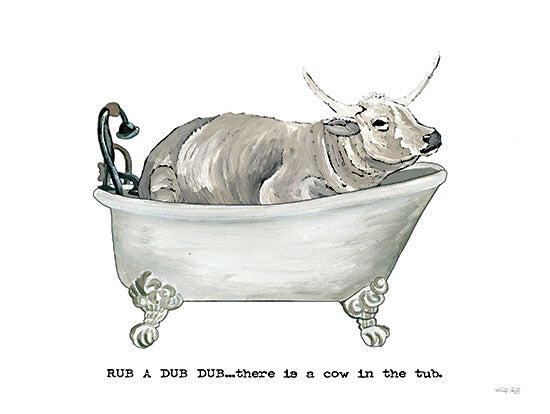 Cindy Jacobs CIN3592 - CIN3592 - Rub-a-Dub-Dub Cow - 16x12 Bath, Bathroom, Whimsical, Cow, Farmhouse/Country, Rub a Dub, Cow in the Tub, Typography, Signs from Penny Lane
