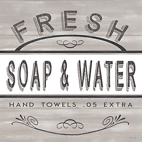 Cindy Jacobs CIN3596 - CIN3596 - Soap & Water - 12x12 Bath, Bathroom, Fresh Soap & Water, Typography, Signs, Vintage from Penny Lane