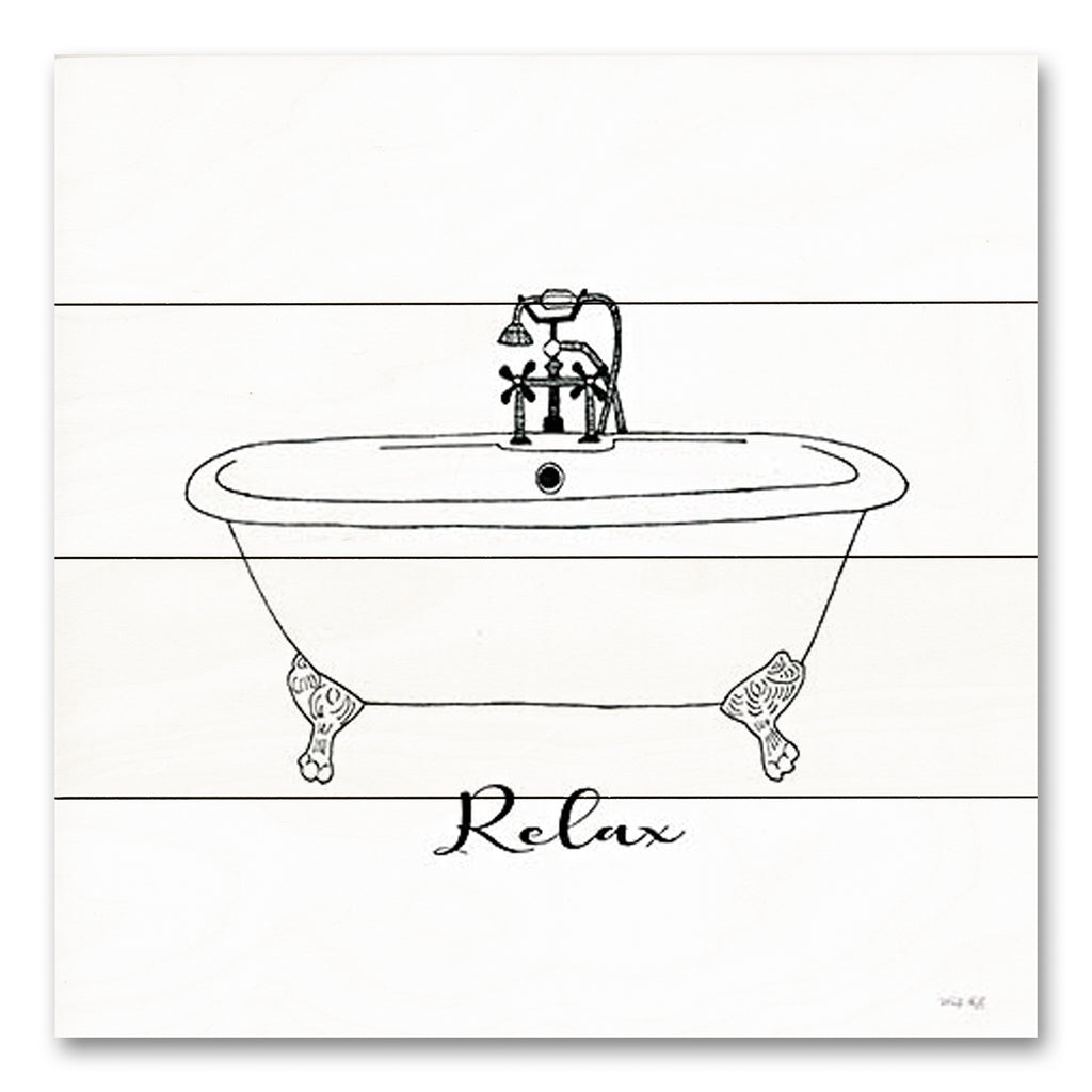 Cindy Jacobs CIN3601PAL - CIN3601PAL - Relax Bath Tub - 12x12 Bath, Bathroom, Bathtub, Relax, Typography, Signs, Textual Art, Black & White from Penny Lane