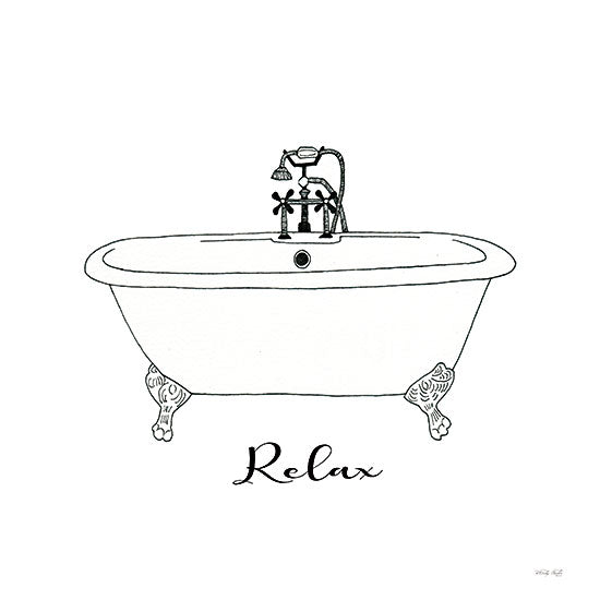 Cindy Jacobs CIN3601 - CIN3601 - Relax Bath Tub - 12x12 Bath, Bathroom, Bathtub, Relax, Typography, Signs, Textual Art, Black & White from Penny Lane