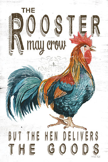 Cindy Jacobs CIN3662 - CIN3662 - The Rooster May Crow - 12x18 Humor, The Rooster May Crow but the Hen Delivers the Goods, Typography, Signs, Textual Art, Rooster, Farmhouse/Country from Penny Lane