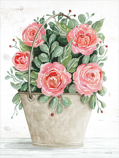 Cindy Jacobs CIN3709 - CIN3709 - Pail of Roses - 12x16 Flowers, Red Flowers, Roses, Pail, Pail of Roses, Farmhouse/Country, Spring from Penny Lane