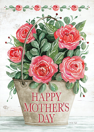 Cindy Jacobs CIN3827 - CIN3827 - Happy Mother's Day Flowers - 12x18 Inspirational, Mother's Day, Happy Mother's Day, Typography, Signs, Textual Art, Flowers, Red Flowers, Bouquet, Pail, Summer from Penny Lane