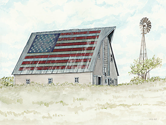 Cindy Jacobs CIN3836 - CIN3836 - USA Barn - 16x12 Patriotic, Barn, Farm, Windmill, USA, American Flag, Independence Day, Landscape from Penny Lane