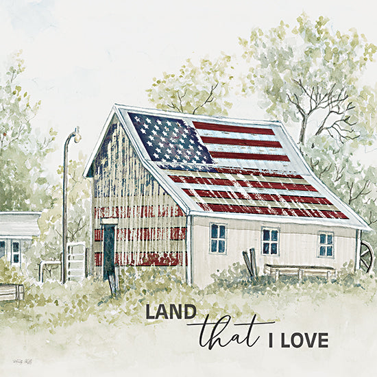 Cindy Jacobs CIN3837 - CIN3837 - Land that I Love Barn - 12x12 Patriotic, Barn, Farm, American Flag, Land That I Love, Typography, Signs, Textual Art, Weathered, Independence Day from Penny Lane