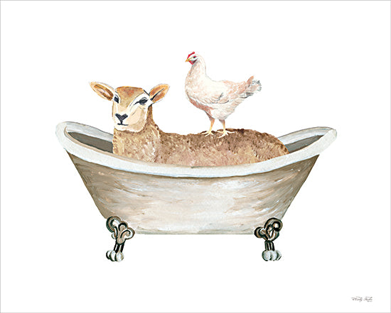 Cindy Jacobs CIN3895 - CIN3895 - Farm Bath Tub Friends II - 16x12 Bath, Bathroom, Still Life, Animal Stack, Bathtub, Whimsical, Farm Animals, Sheep, Chicken, Farmhouse/Country from Penny Lane
