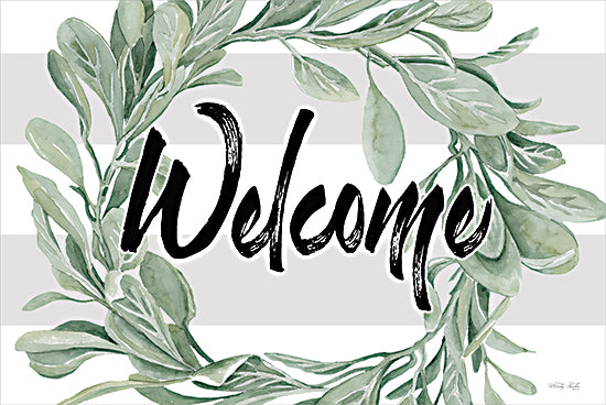 Cindy Jacobs CIN3924 - CIN3924 - Welcome Leaves Wreath - 18x12 Welcome, Typography, Signs, Wreath, Greenery, Textual Art, Patterns, Cottage/Country from Penny Lane