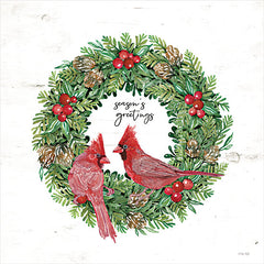 CIN3943LIC - Season's Greetings Cardinal Wreath - 0