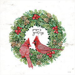 CIN3943 - Season's Greetings Cardinal Wreath - 12x12