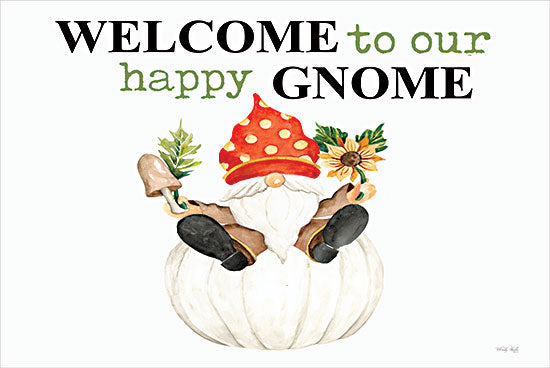 Cindy Jacobs CIN3959 - CIN3959 - Welcome to Our Happy Gnome - 18x12 Inspirational, Typography, Signs, Textual Art, Welcome, Welcome to Our Happy Gnome, Whimsical, Gnome, Fall, Pumpkin, Sunflower, Mushroom from Penny Lane