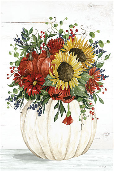 Cindy Jacobs CIN3964 - CIN3964 - Sunflower Spice - 12x18 Still Life, Pumpkin, Flowers, Fall Flowers,  White Pumpkin, Mums, Sunflowers, Greenery, Fall from Penny Lane