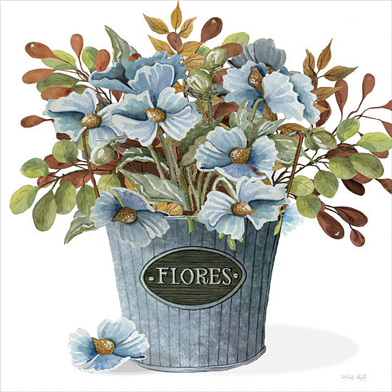 Cindy Jacobs CIN3980 - CIN3980 - Blue Spice Floral - 12x12 Flowers, Galvanized Pail, Flores, Typography, Signs, Blue Flowers, Greenery, Cottage/Country, French from Penny Lane
