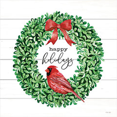 CIN3995 - Happy Holidays Cardinal Wreath   - 12x12