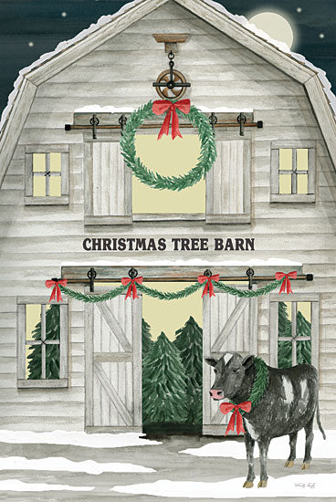 Cindy Jacobs CIN4006 - CIN4006 - Christmas Tree Sale on the Farm - 12x18 Christmas, Holidays, Barn, Farm, Christmas Tree Farm, Christmas Trees, Typography, Signs, Cow, Wreath, Moon, Christmas Decorations, Winter, Snow, Farmhouse/Country from Penny Lane